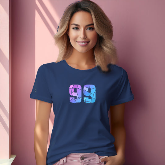 99 Number Women T-Shirt (Navy Blue) | Stylish Numeric Graphic Tee