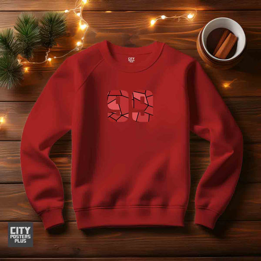 99 Number Unisex Sweatshirt (Red)  Premium Graphic Crewneck