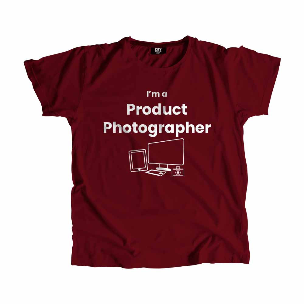 Product Photographer Men Unisex T-Shirt (Maroon) Technology Unisex T-Shirt | City Posters Plus