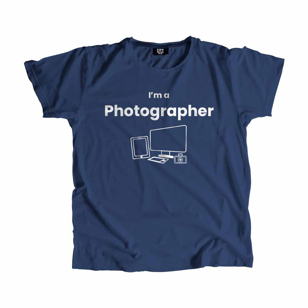 Photographer Men Unisex T-Shirt (Navy Blue) Technology Unisex T-Shirt | City Posters Plus