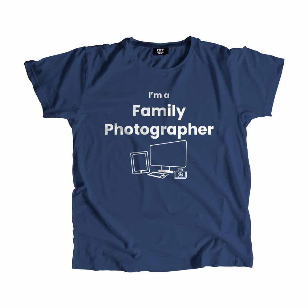 Family Photographer Men Unisex T-Shirt (Navy Blue) Technology Unisex T-Shirt | City Posters Plus