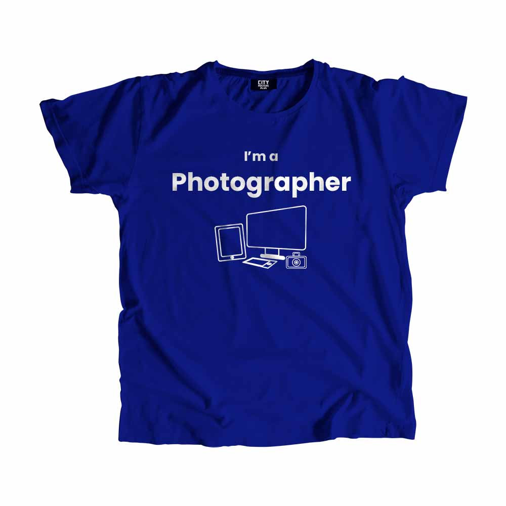 Photographer Men Unisex T-Shirt (Royal Blue) Technology Unisex T-Shirt | City Posters Plus