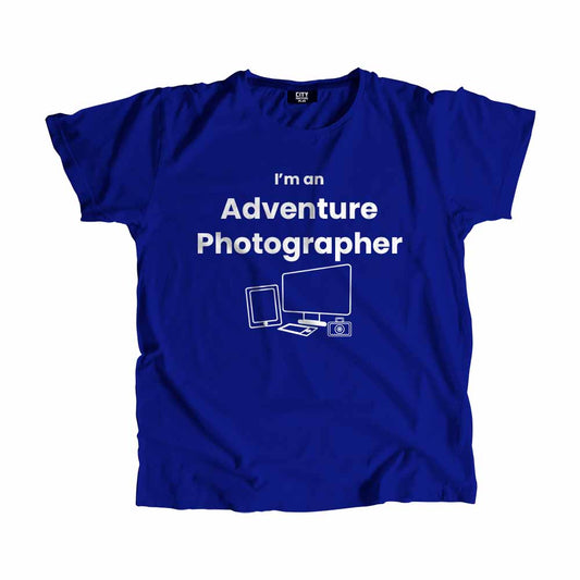 Adventure Photographer Men Unisex T-Shirt (Royal Blue) Technology Unisex T-Shirt | City Posters Plus
