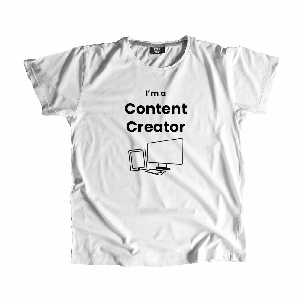 Content Creator Men Unisex T-Shirt (White) Technology Unisex T-Shirt | City Posters Plus