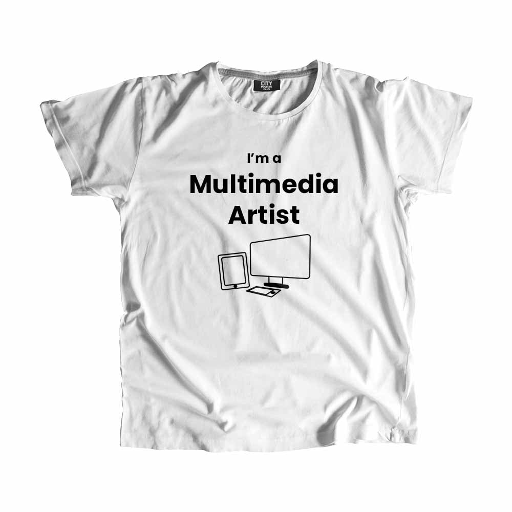 Multimedia Artist Men Unisex T-Shirt (White) Technology Unisex T-Shirt | City Posters Plus