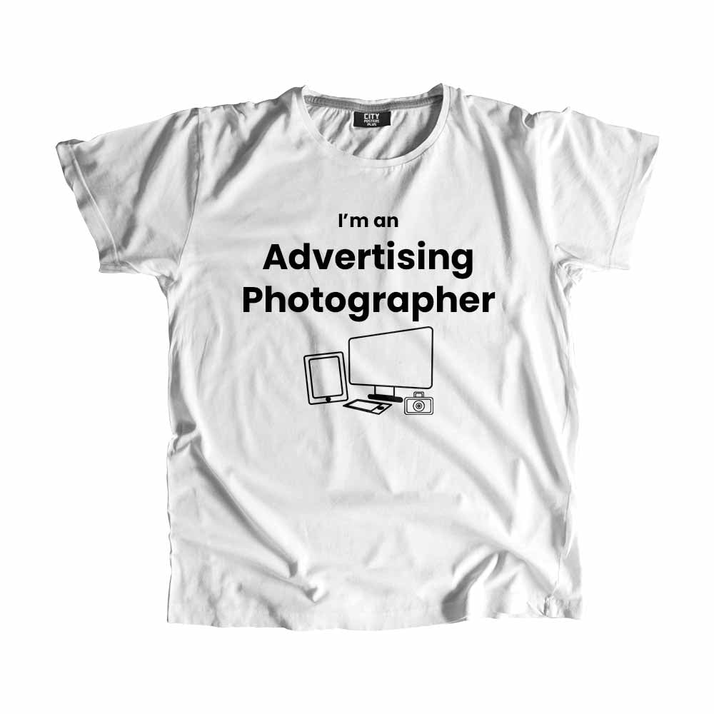Advertising Photographer Men Unisex T-Shirt (White) Technology Unisex T-Shirt | City Posters Plus