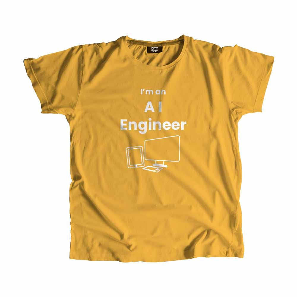 AI Engineer Men Unisex T-Shirt (Golden Yellow) Technology Unisex T-Shirt | City Posters Plus