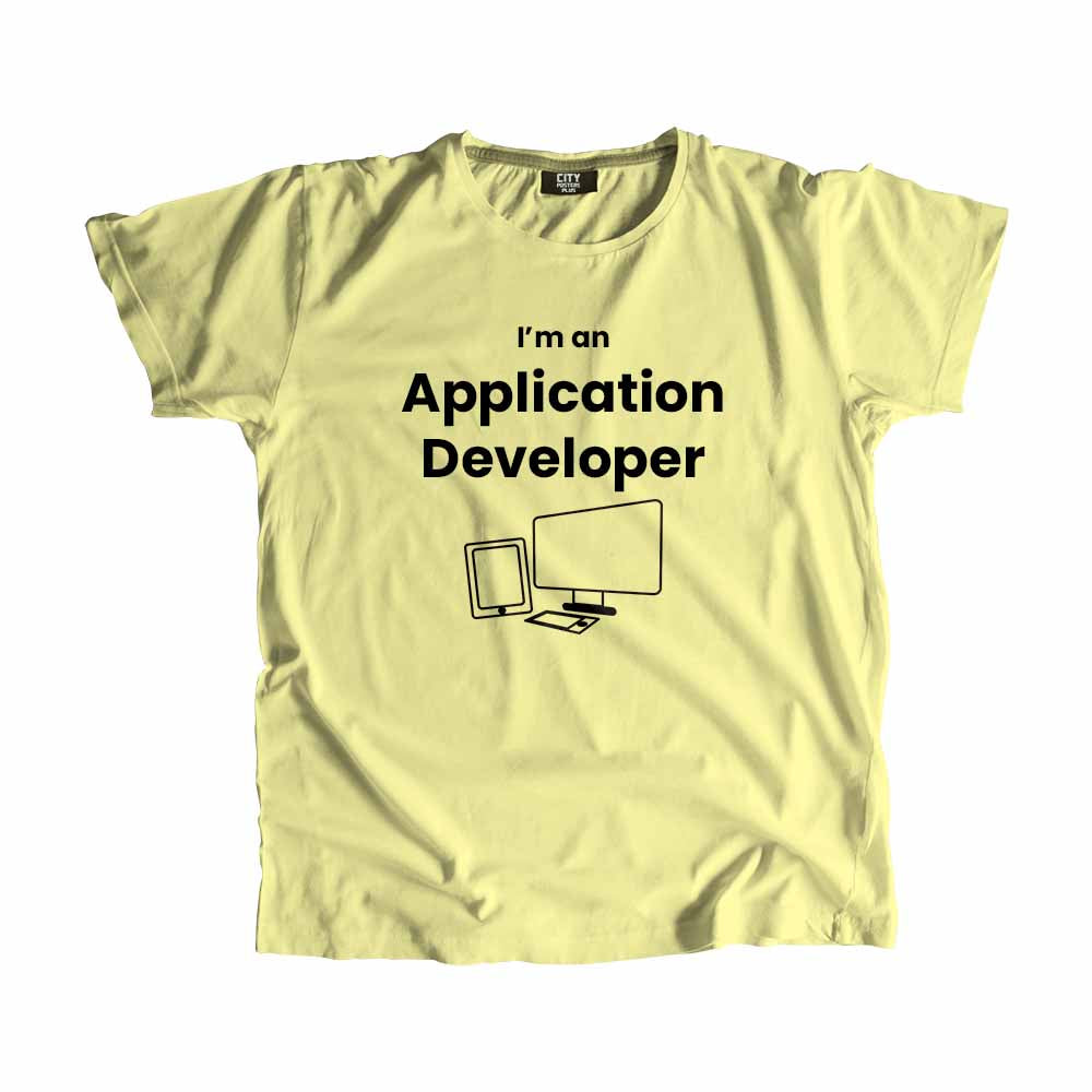 Application Developer Men Unisex T-Shirt (Butter Yellow) Technology Unisex T-Shirt | City Posters Plus