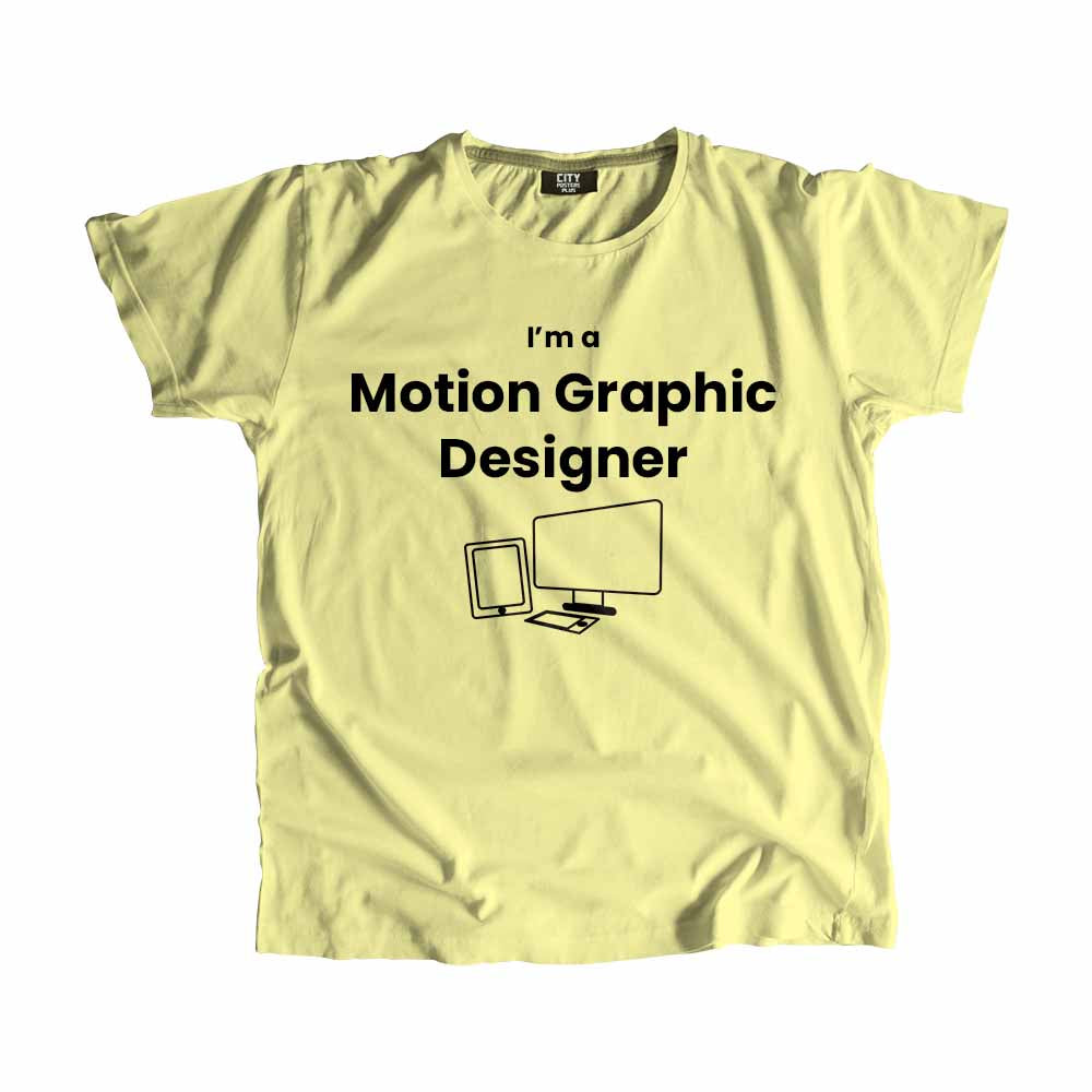 Motion Graphic Designer Men Unisex T-Shirt (Butter Yellow) Technology Unisex T-Shirt | City Posters Plus
