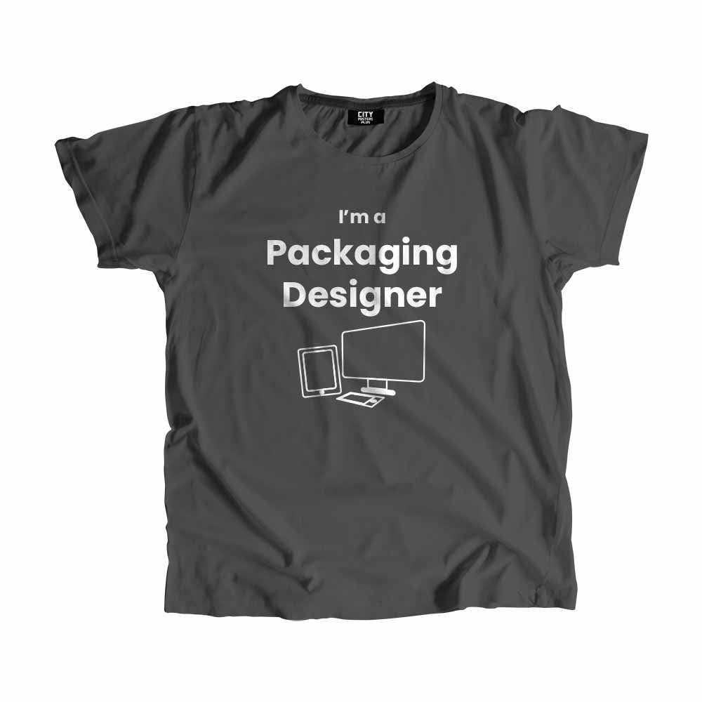 Packaging Designer Men Unisex T-Shirt (Charcoal Grey) Technology Unisex T-Shirt | City Posters Plus