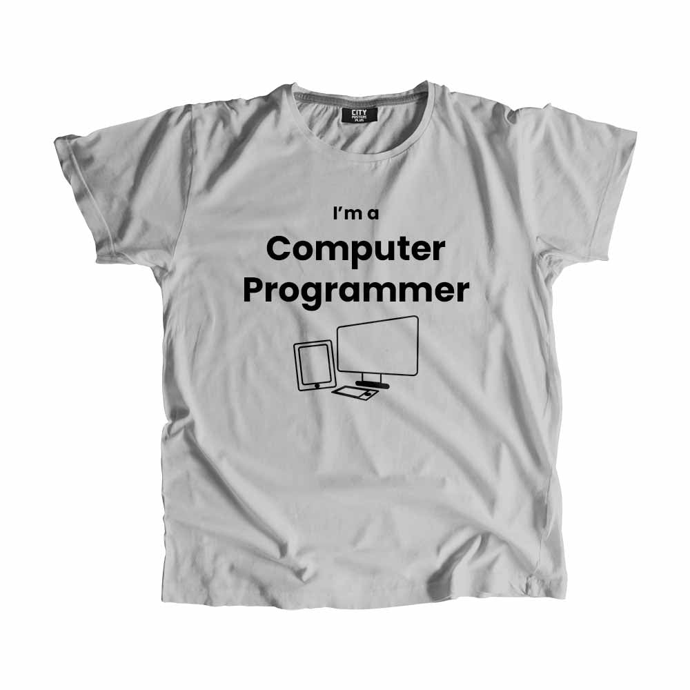 Computer Programmer Men Unisex T-Shirt (Melange Grey) Technology Unisex T-Shirt | City Posters Plus