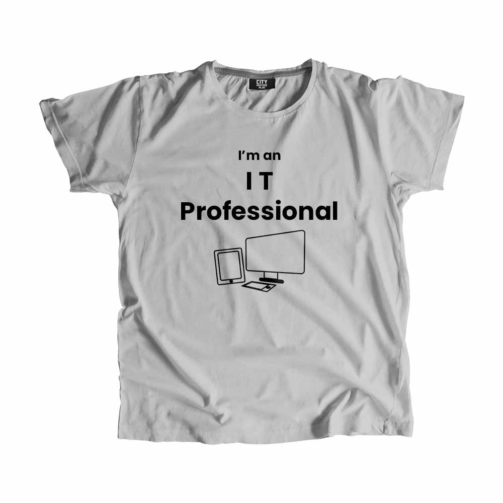 IT Professional Men Unisex T-Shirt (Melange Grey) Technology Unisex T-Shirt | City Posters Plus
