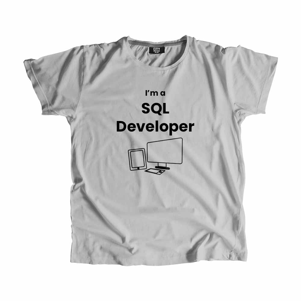 SQL Developer Men Unisex T-Shirt (Melange Grey) Technology Unisex T-Shirt | City Posters Plus