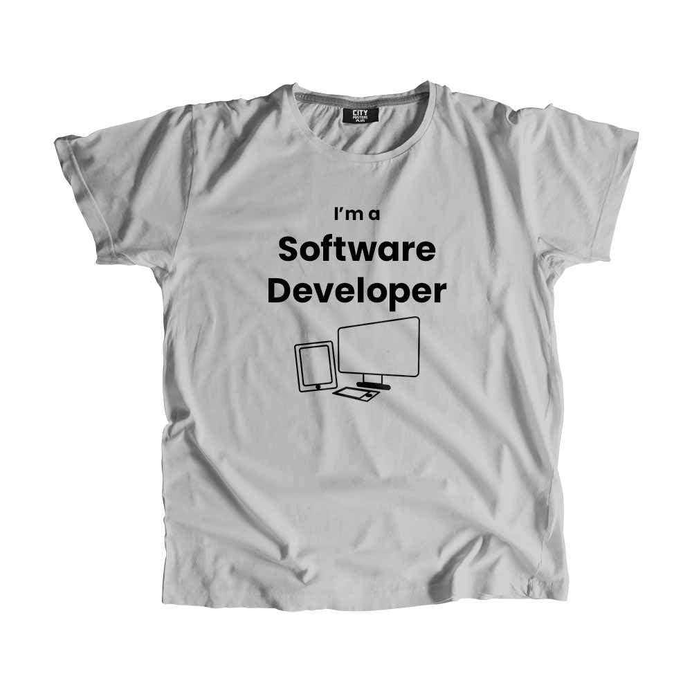 Software Developer Men Unisex T-Shirt (Melange Grey) Technology Unisex T-Shirt | City Posters Plus