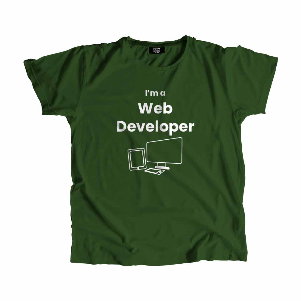 Web Developer Men Unisex T-Shirt (Olive Green) Technology Unisex T-Shirt | City Posters Plus
