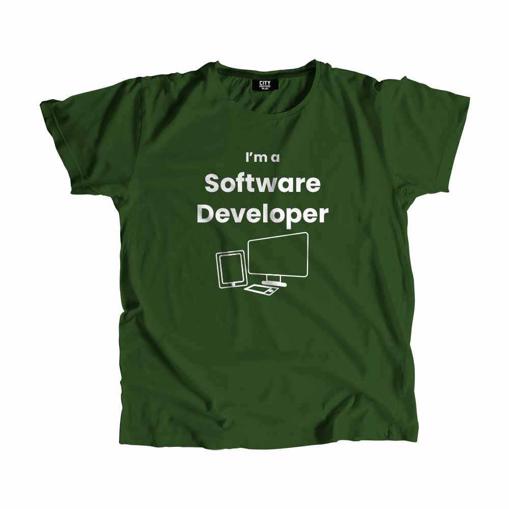 Software Developer Men Unisex T-Shirt (Olive Green) Technology Unisex T-Shirt | City Posters Plus