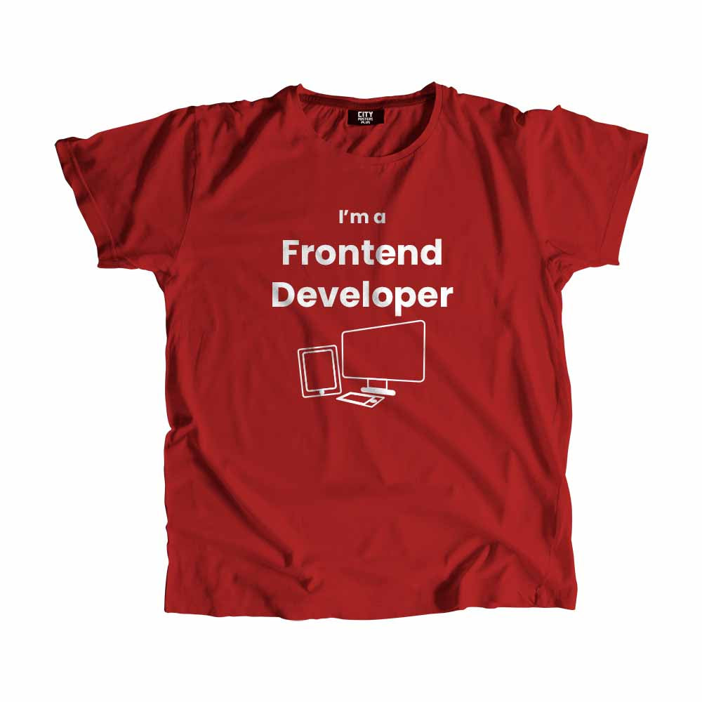 Frontend Developer Men Unisex T-Shirt (Red) Technology Unisex T-Shirt | City Posters Plus