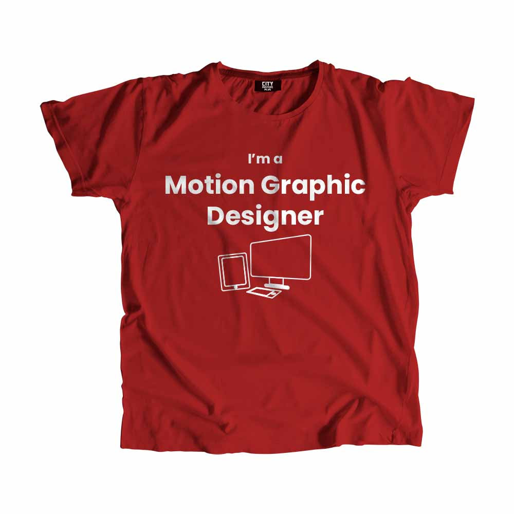 Motion Graphic Designer Men Unisex T-Shirt (Red) Technology Unisex T-Shirt | City Posters Plus