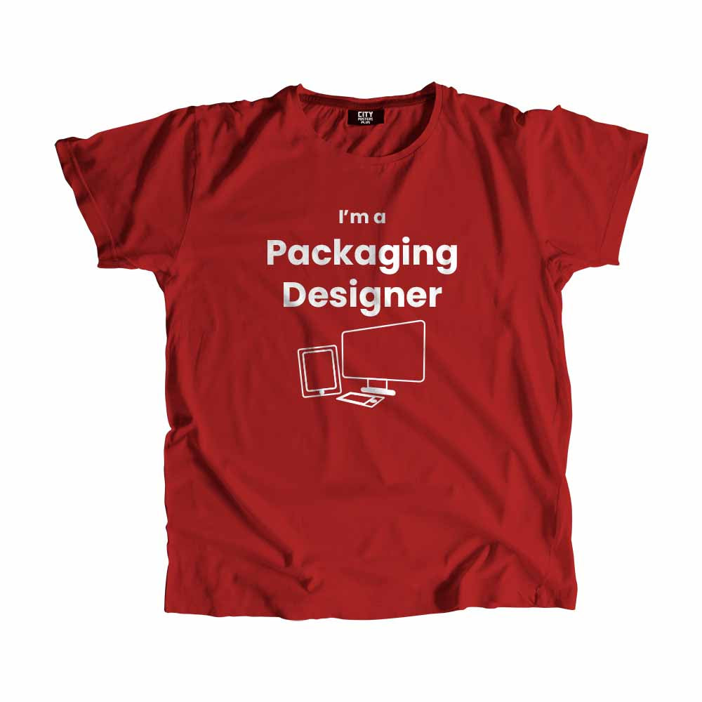 Packaging Designer Men Unisex T-Shirt (Red) Technology Unisex T-Shirt | City Posters Plus