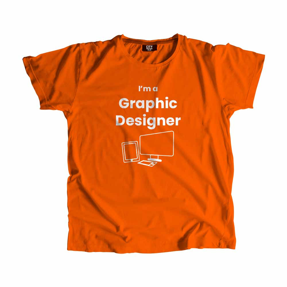 Graphic Designer Men Unisex T-Shirt (Orange) Technology Unisex T-Shirt | City Posters Plus