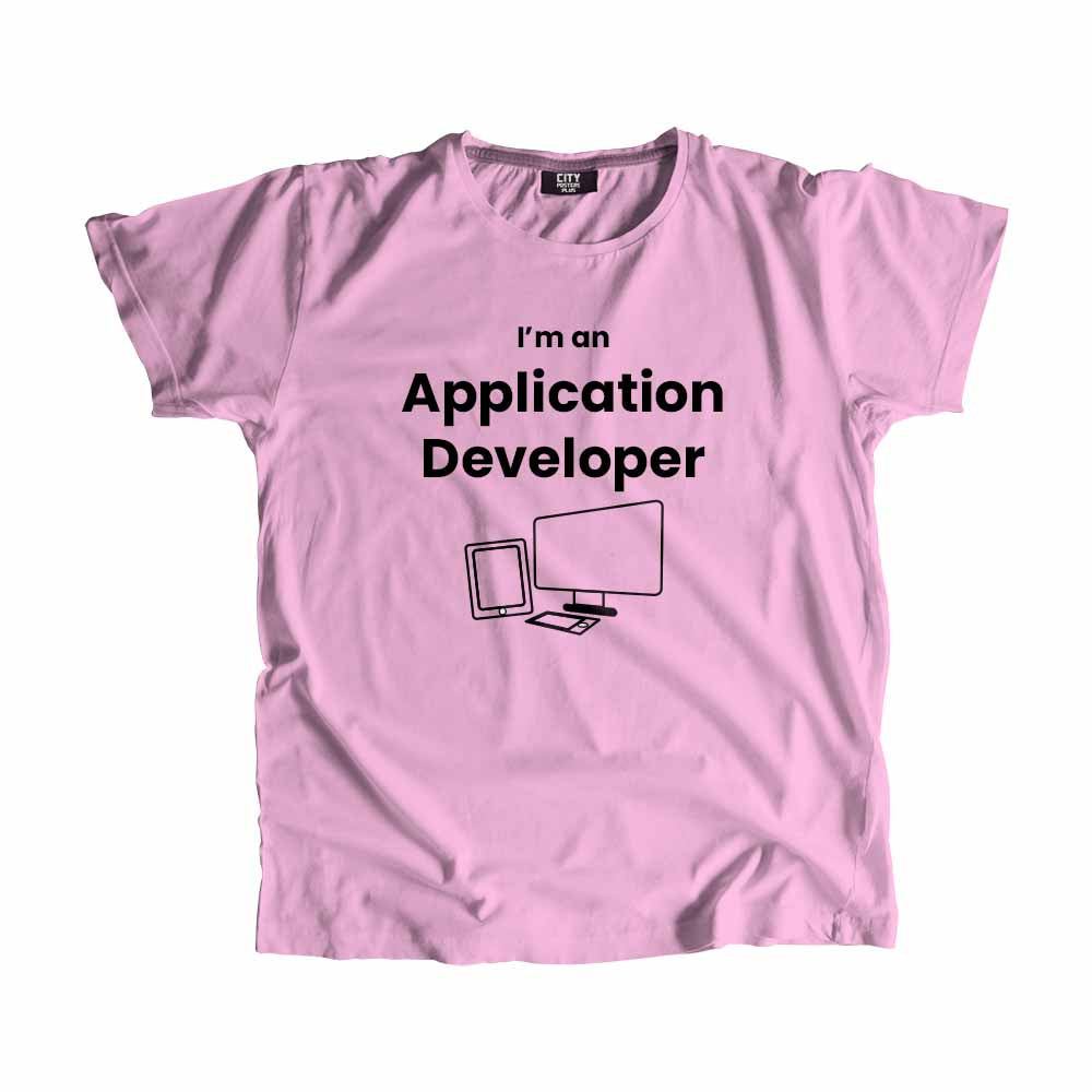Application Developer Men Unisex T-Shirt (Light Pink) Technology Unisex T-Shirt | City Posters Plus