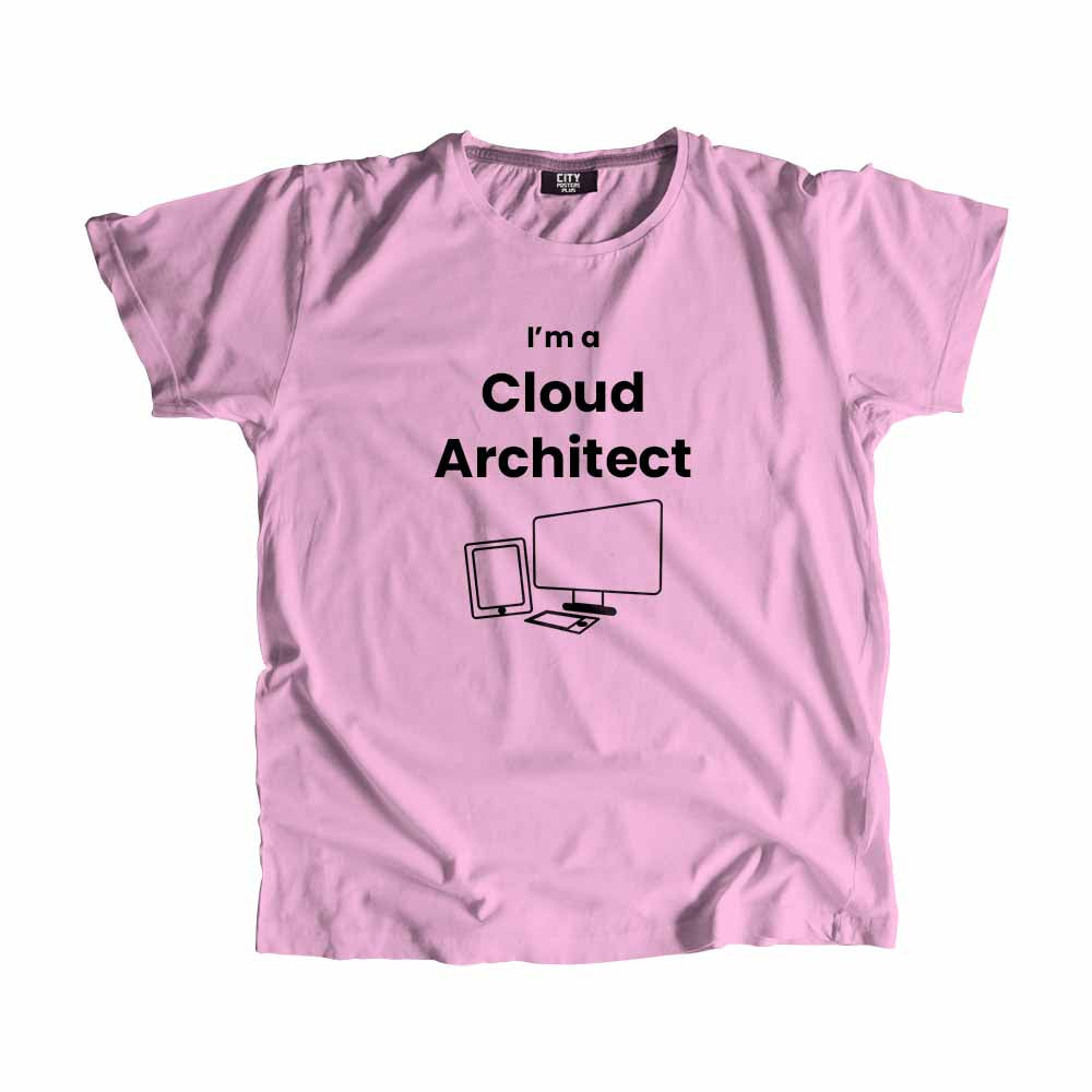 Cloud Architect Men Unisex T-Shirt (Light Pink) Technology Unisex T-Shirt | City Posters Plus