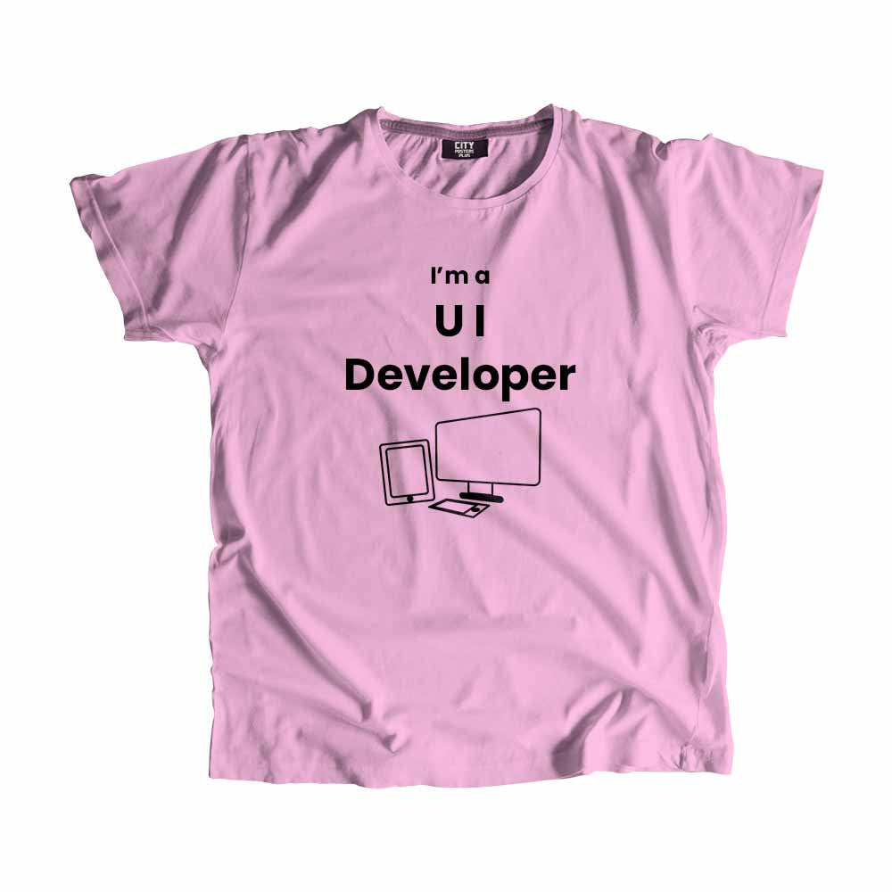 UI Developer Men Unisex T-Shirt (Light Pink) Technology Unisex T-Shirt | City Posters Plus