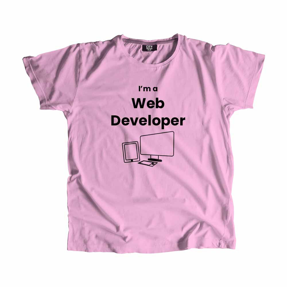Web Developer Men Unisex T-Shirt (Light Pink) Technology Unisex T-Shirt | City Posters Plus