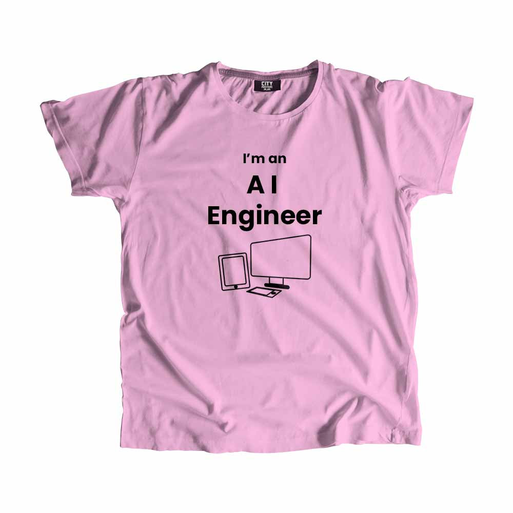 AI Engineer Men Unisex T-Shirt (Light Pink) Technology Unisex T-Shirt | City Posters Plus