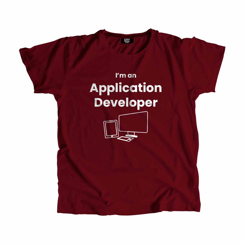 Application Developer Men Unisex T-Shirt (Maroon) Technology Unisex T-Shirt | City Posters Plus