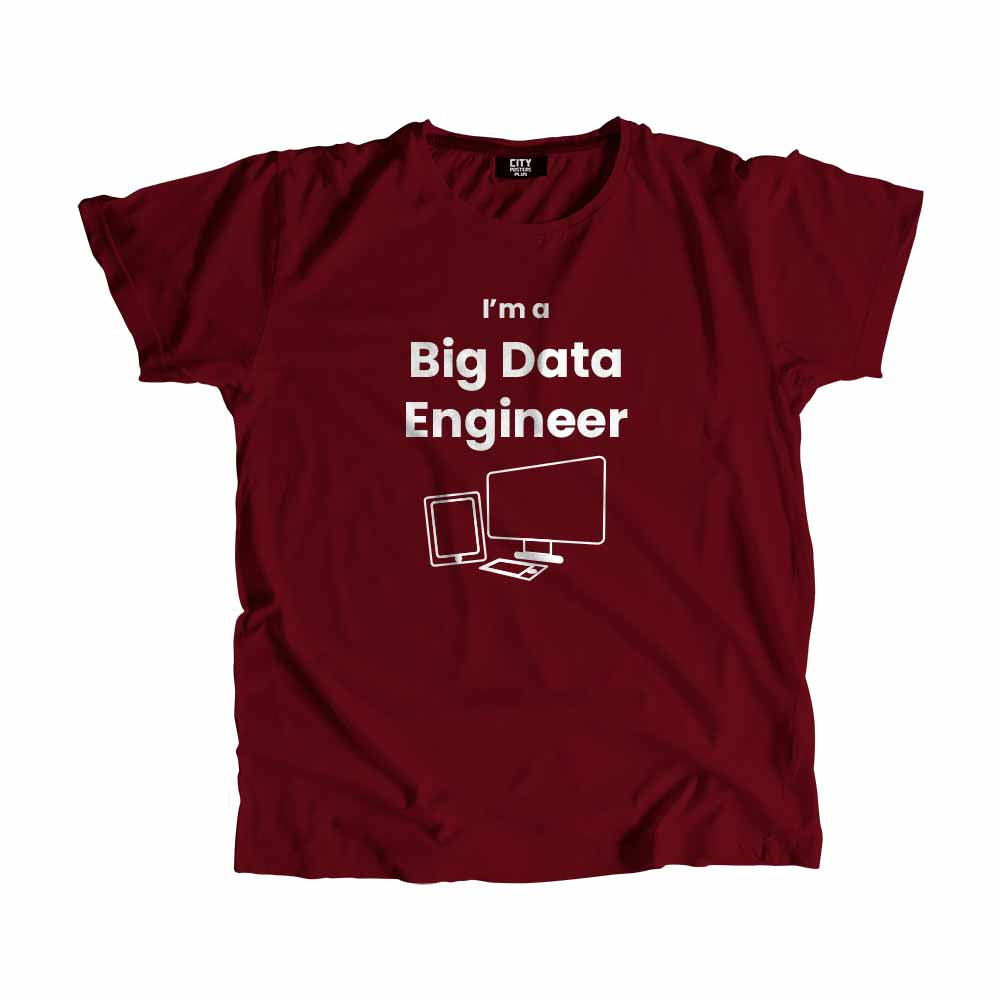 Big Data Engineer Men Unisex T-Shirt (Maroon) Technology Unisex T-Shirt | City Posters Plus