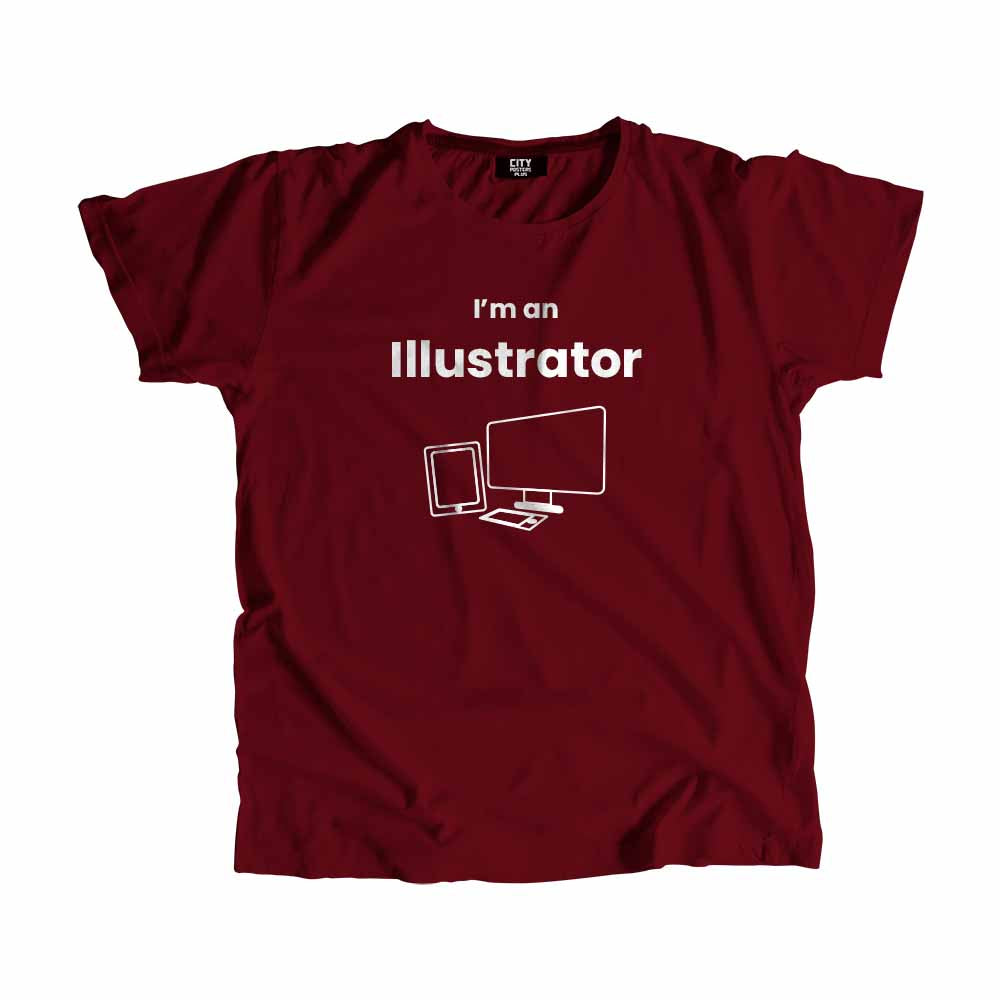Illustrator Men Unisex T-Shirt (Maroon) Technology Unisex T-Shirt | City Posters Plus