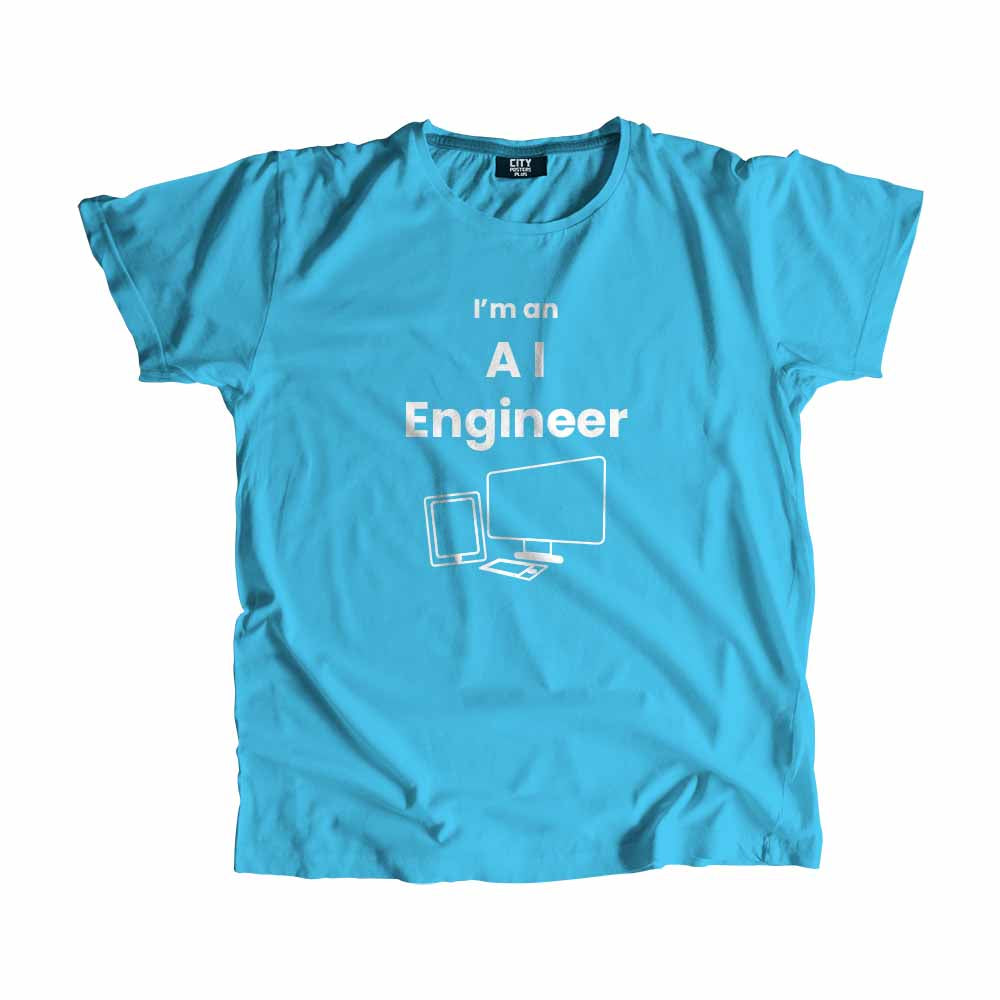 AI Engineer Men Unisex T-Shirt (Sky Blue) Technology Unisex T-Shirt | City Posters Plus