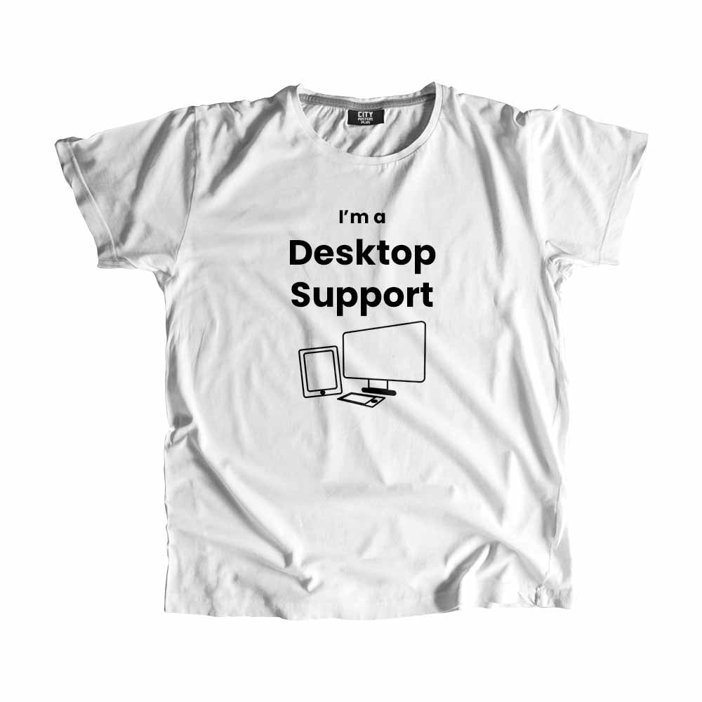 Desktop Support Men Unisex T-Shirt (White) Technology Unisex T-Shirt | City Posters Plus