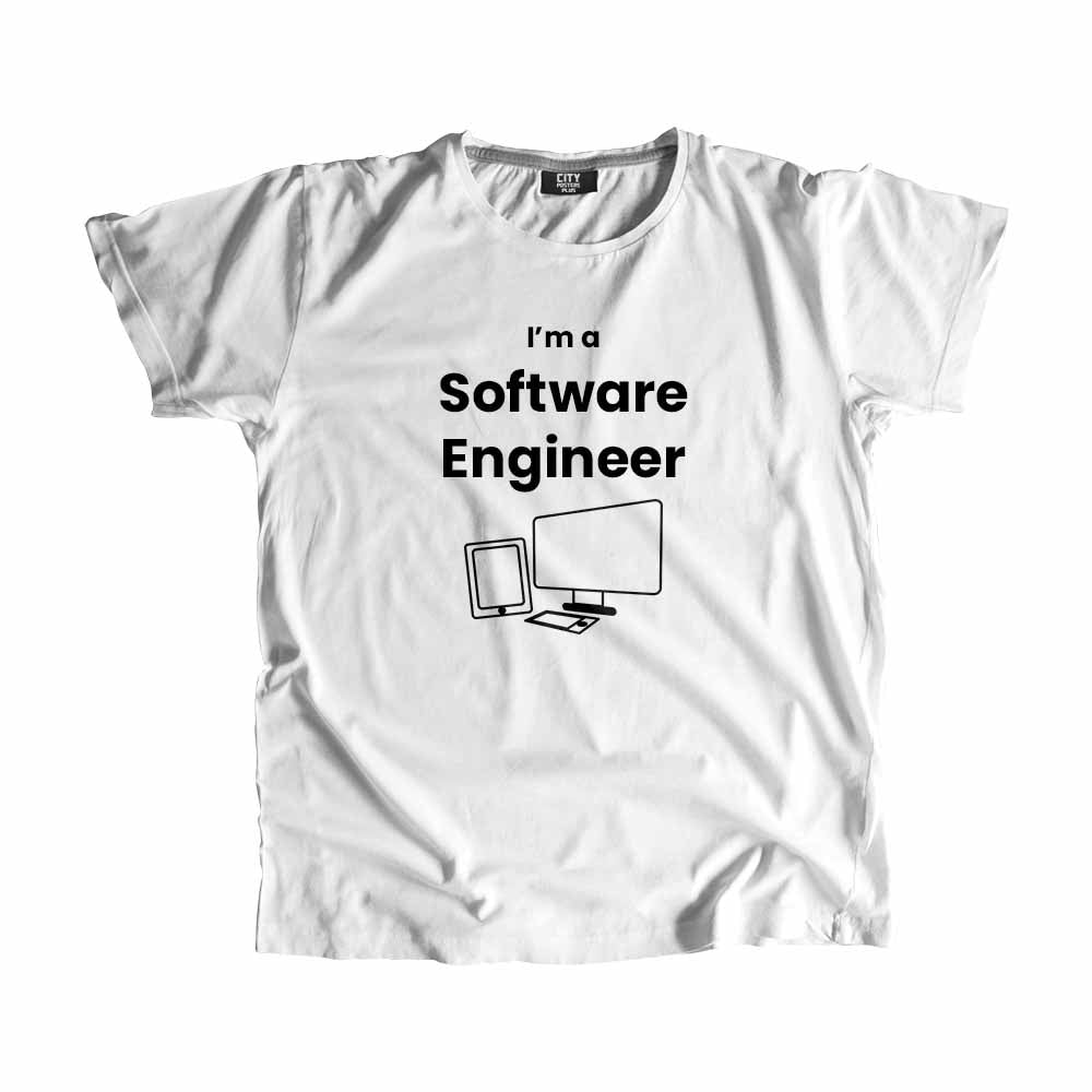 Software Engineer Men Unisex T-Shirt (White) Technology Unisex T-Shirt | City Posters Plus