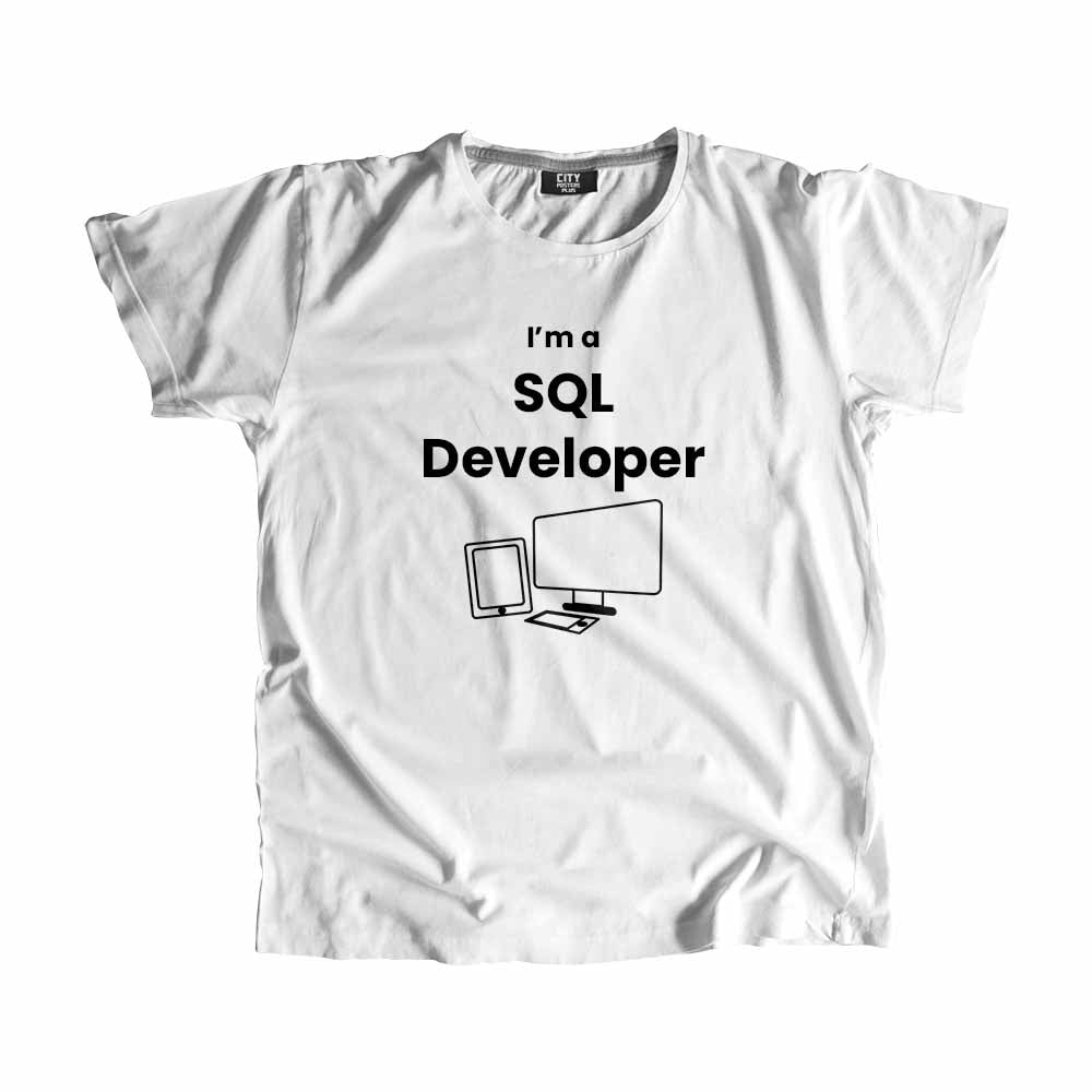 SQL Developer Men Unisex T-Shirt (White) Technology Unisex T-Shirt | City Posters Plus