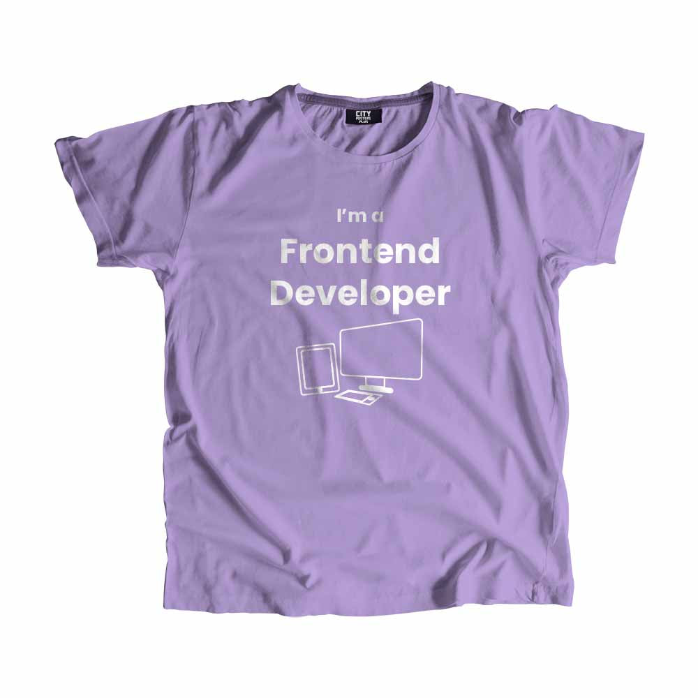Frontend Developer Men Unisex T-Shirt (Iris Lavender) Technology Unisex T-Shirt | City Posters Plus