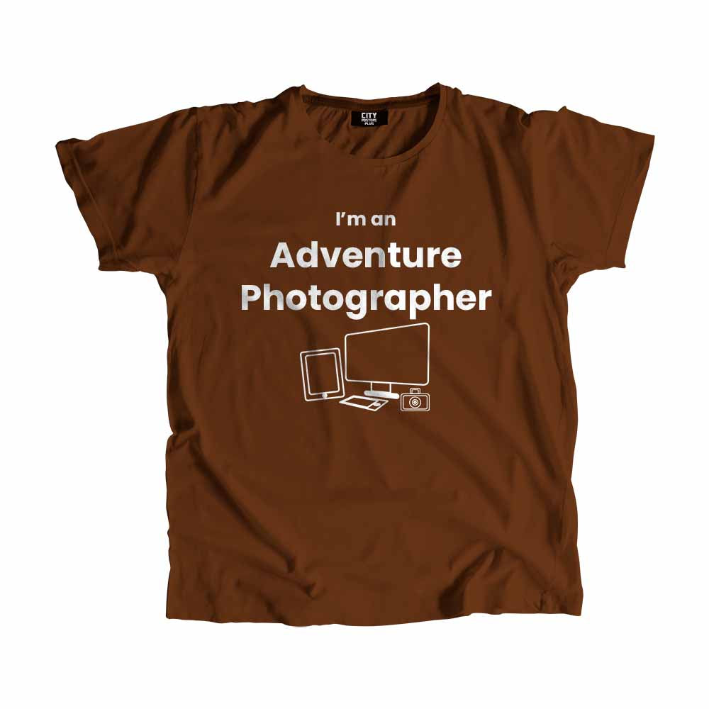 Adventure Photographer Men Unisex T-Shirt (Brown) Technology Unisex T-Shirt | City Posters Plus