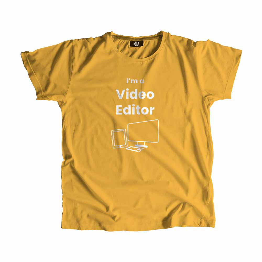 Video Editor Men Unisex T-Shirt (Golden Yellow) Technology Unisex T-Shirt | City Posters Plus
