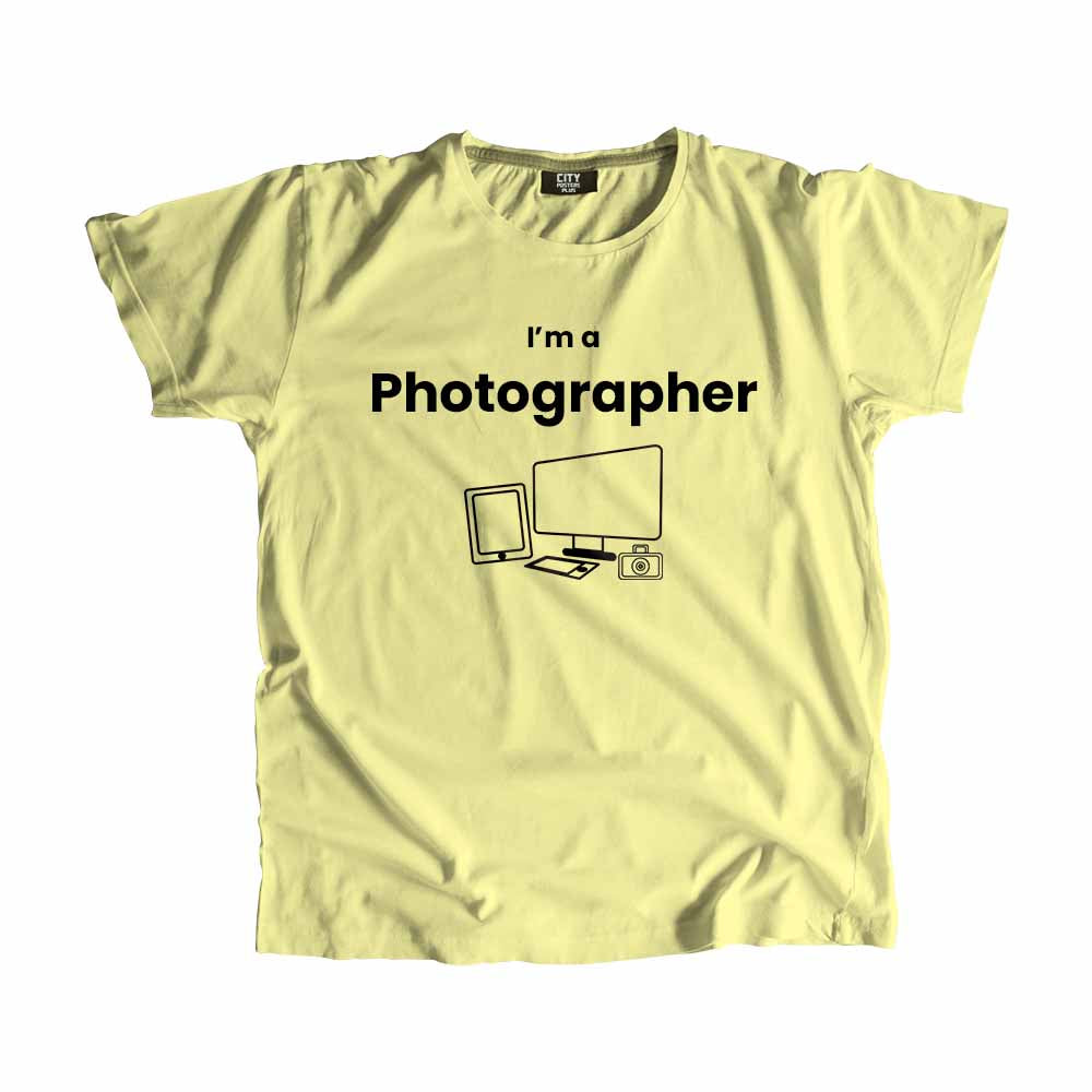 Photographer Men Unisex T-Shirt (Butter Yellow) Technology Unisex T-Shirt | City Posters Plus