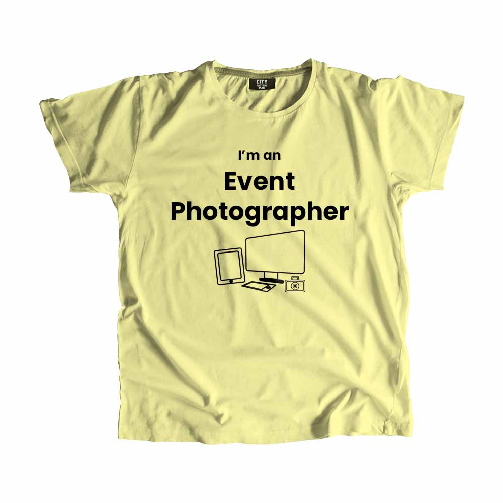 Event Photographer Men Unisex T-Shirt (Butter Yellow) Technology Unisex T-Shirt | City Posters Plus