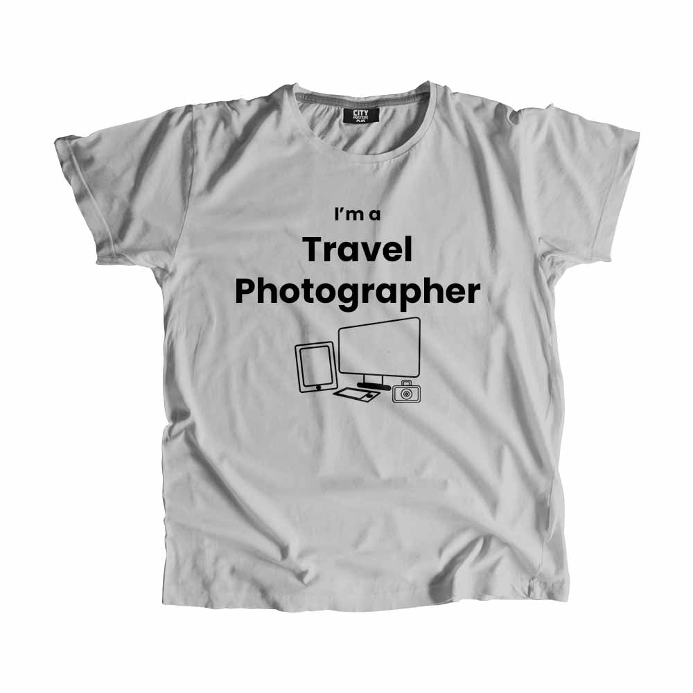 Travel Photographer Men Unisex T-Shirt (Melange Grey) Technology Unisex T-Shirt | City Posters Plus