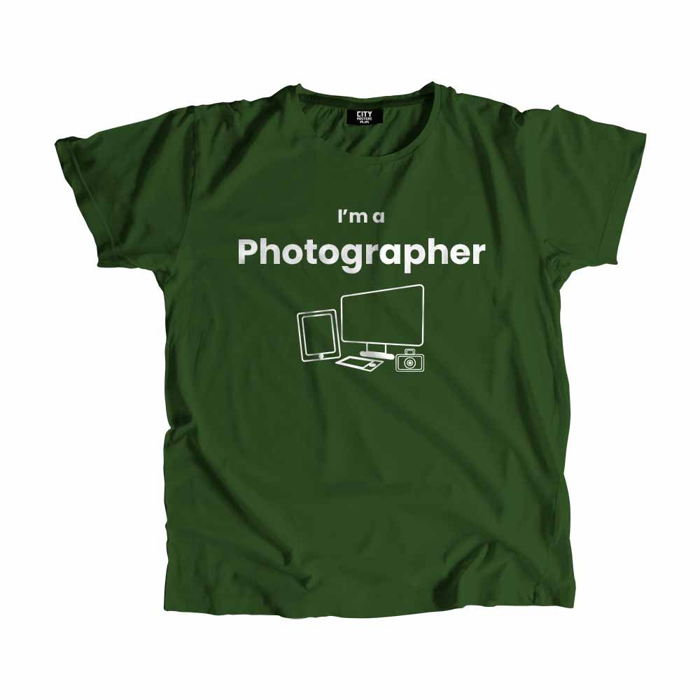 Photographer Men Unisex T-Shirt (Olive Green) Technology Unisex T-Shirt | City Posters Plus