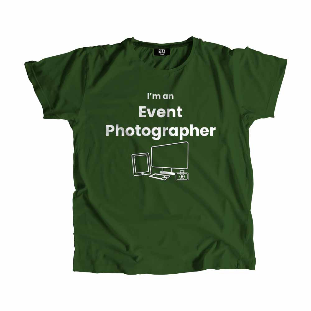 Event Photographer Men Unisex T-Shirt (Olive Green) Technology Unisex T-Shirt | City Posters Plus