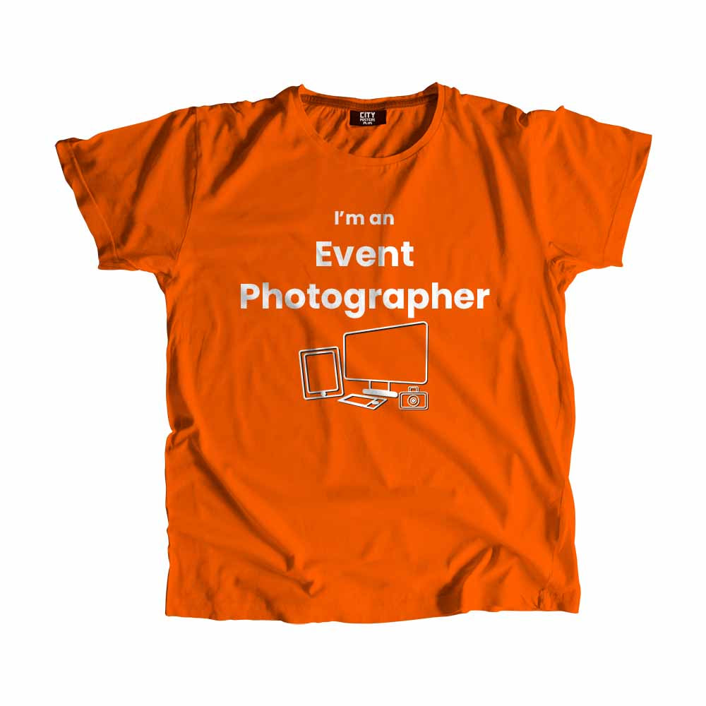 Event Photographer Men Unisex T-Shirt (Orange) Technology Unisex T-Shirt | City Posters Plus