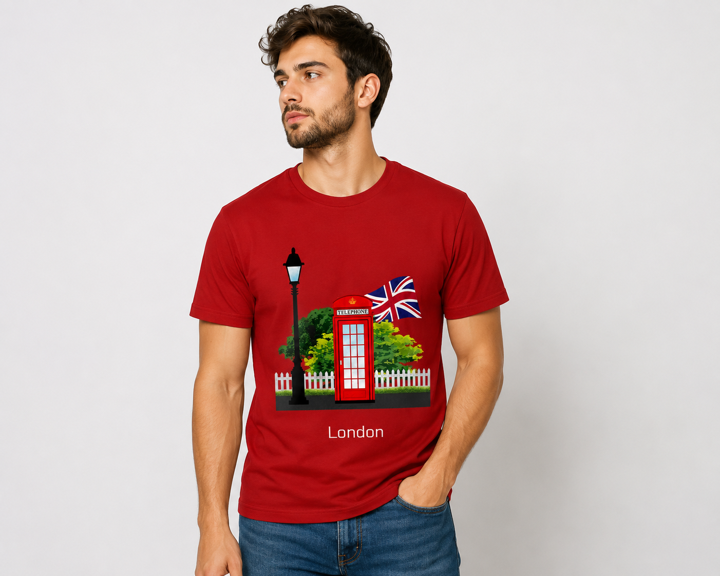 London Red Telephone Men Unisex Men Unisex T-Shirt (Red)