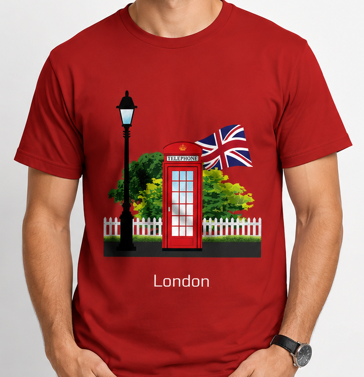 London Red Telephone Men Unisex Men Unisex T-Shirt (Red)