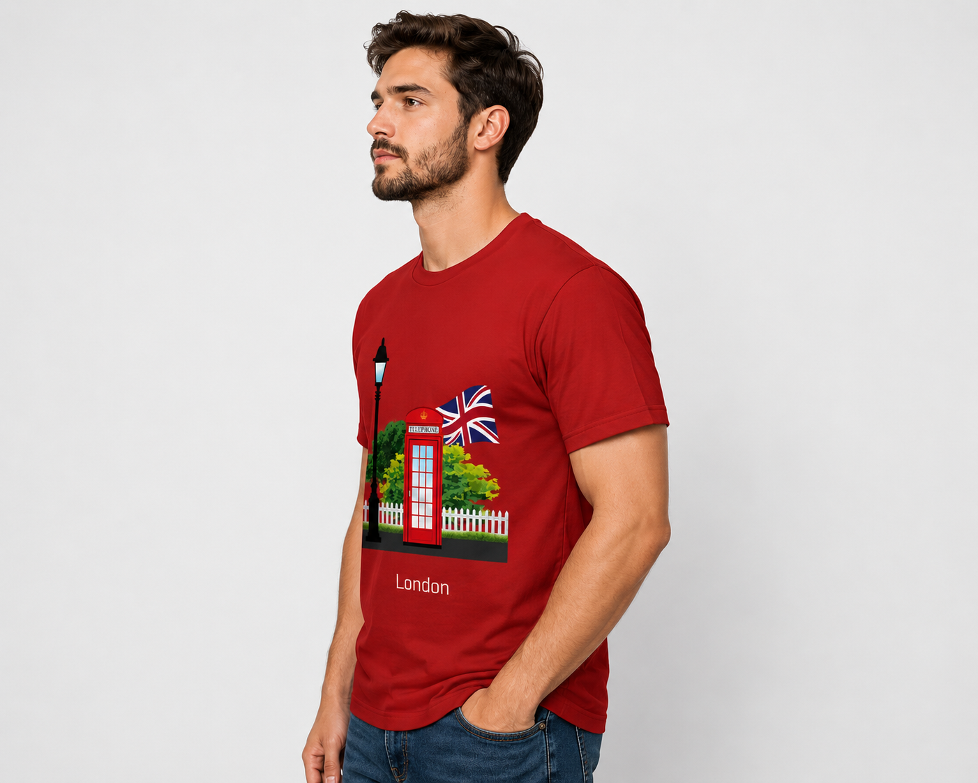 London Red Telephone Men Unisex Men Unisex T-Shirt (Red)