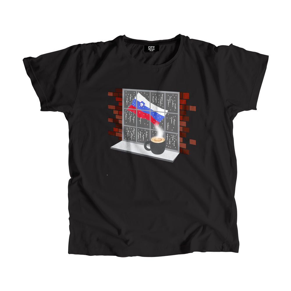 Slovenia Coffee Rain Men Unisex T-Shirt | Coffee Lover Graphic Tee
