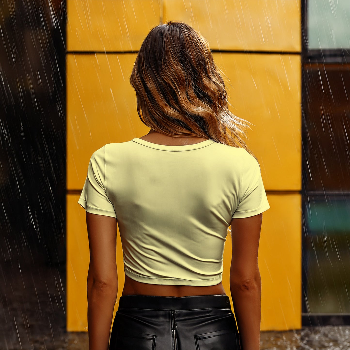City Posters Plus 66 Number Women Crop Top (Butter Yellow)